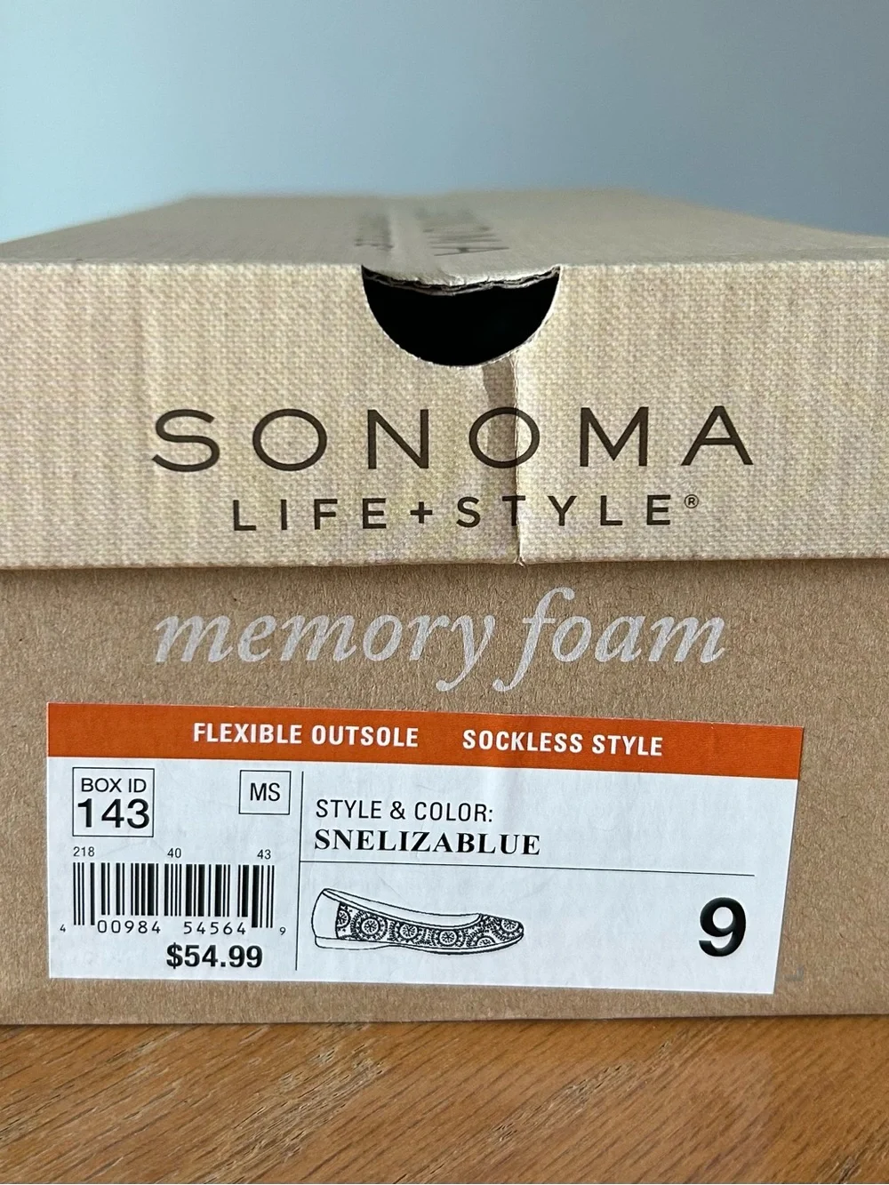 Sonoma Life+Style Memory Foam Eliza Blue Faux Leather Ballet Flat 9M